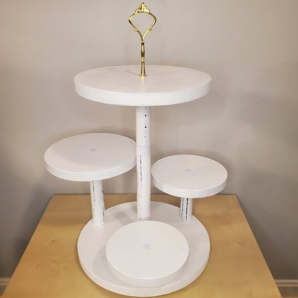 New - 24" Five Tier Cupcake/Dessert Display Stand in White Wood Finish - Picture 5 of 10